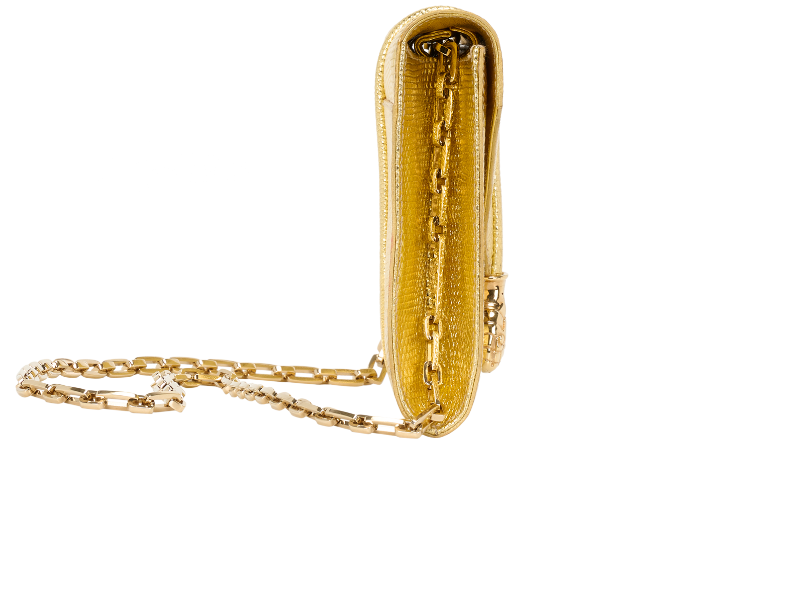 Snake Buckle Shoulder Bag, &pound;550, Handbags, Gold, Leather, Side view